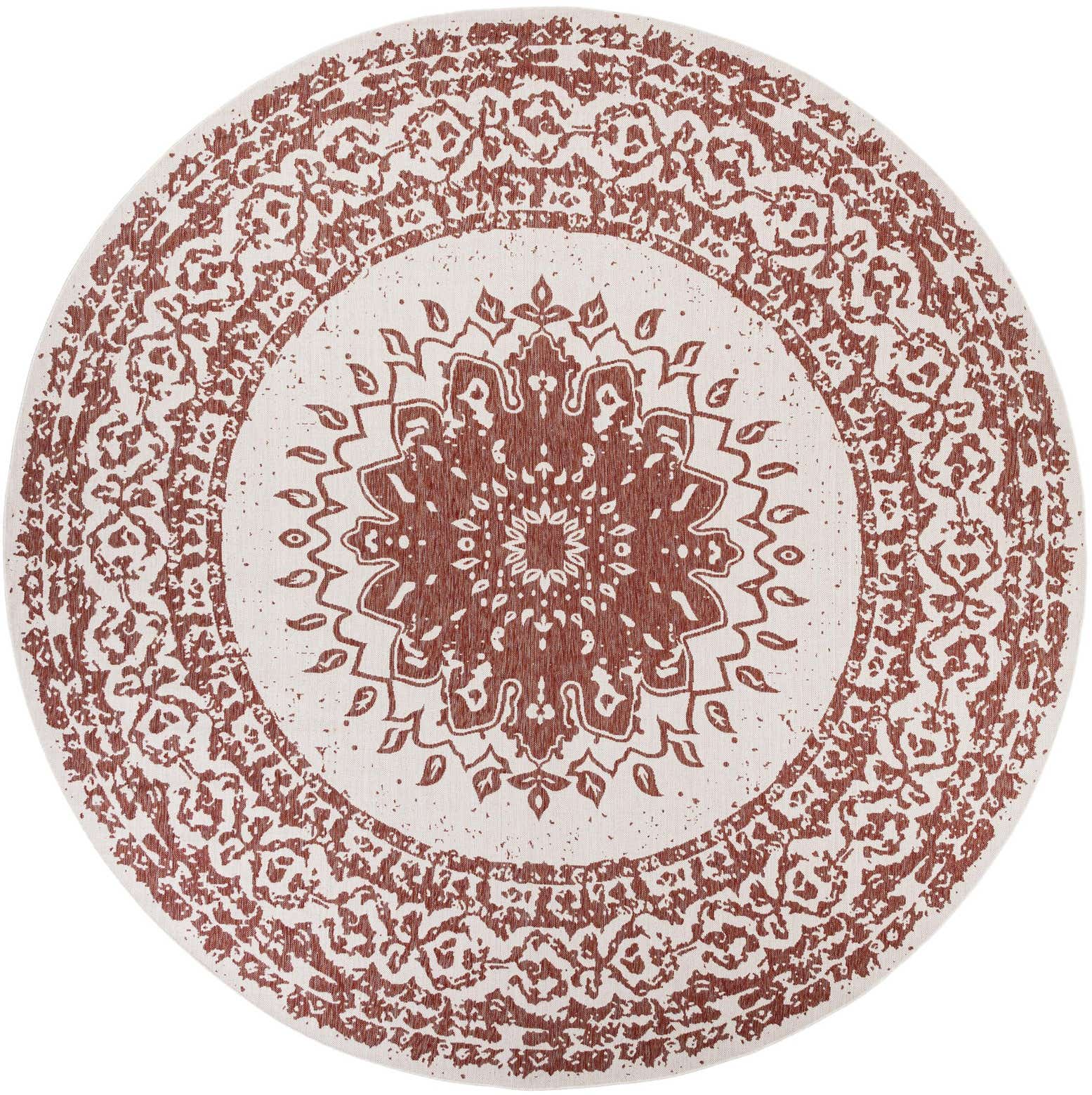 13' x 13' Easy-Clean Traditional Indoor / Outdoor Round Rug