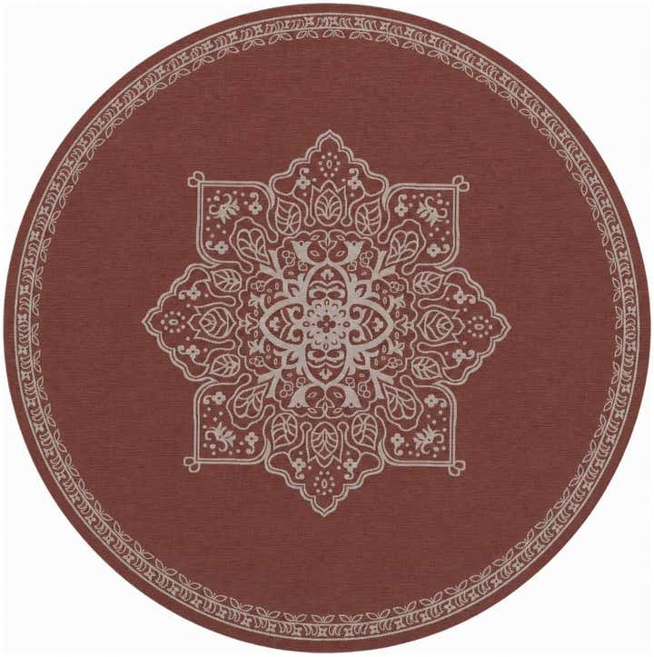 13' x 13' Easy-Clean Traditional Indoor / Outdoor Round Rug