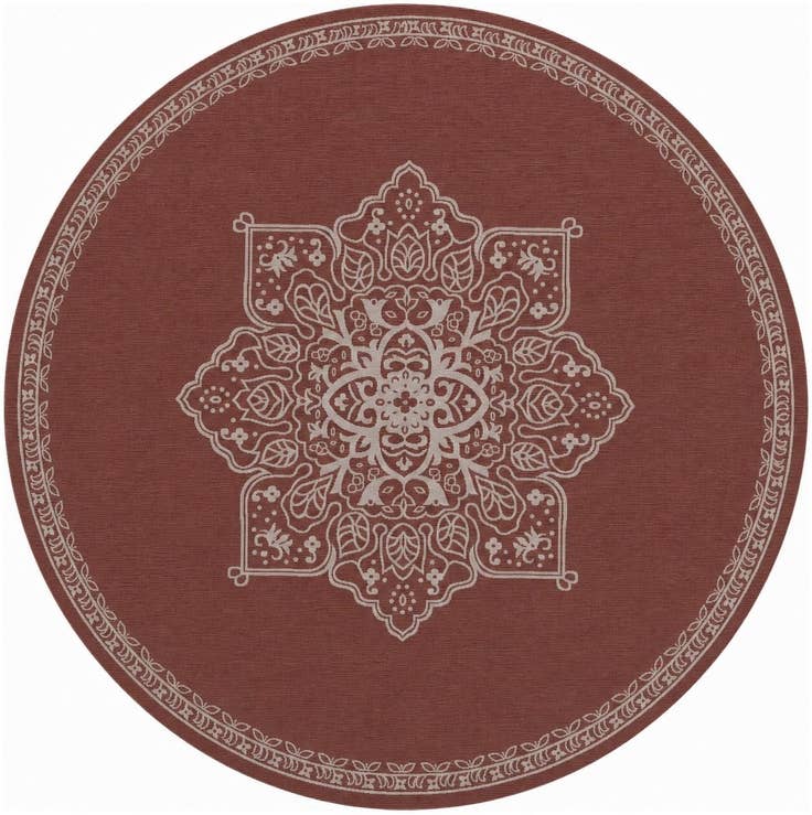 Detail image of 13' x 13' Easy-Clean Traditional Indoor / Outdoor Round Rug