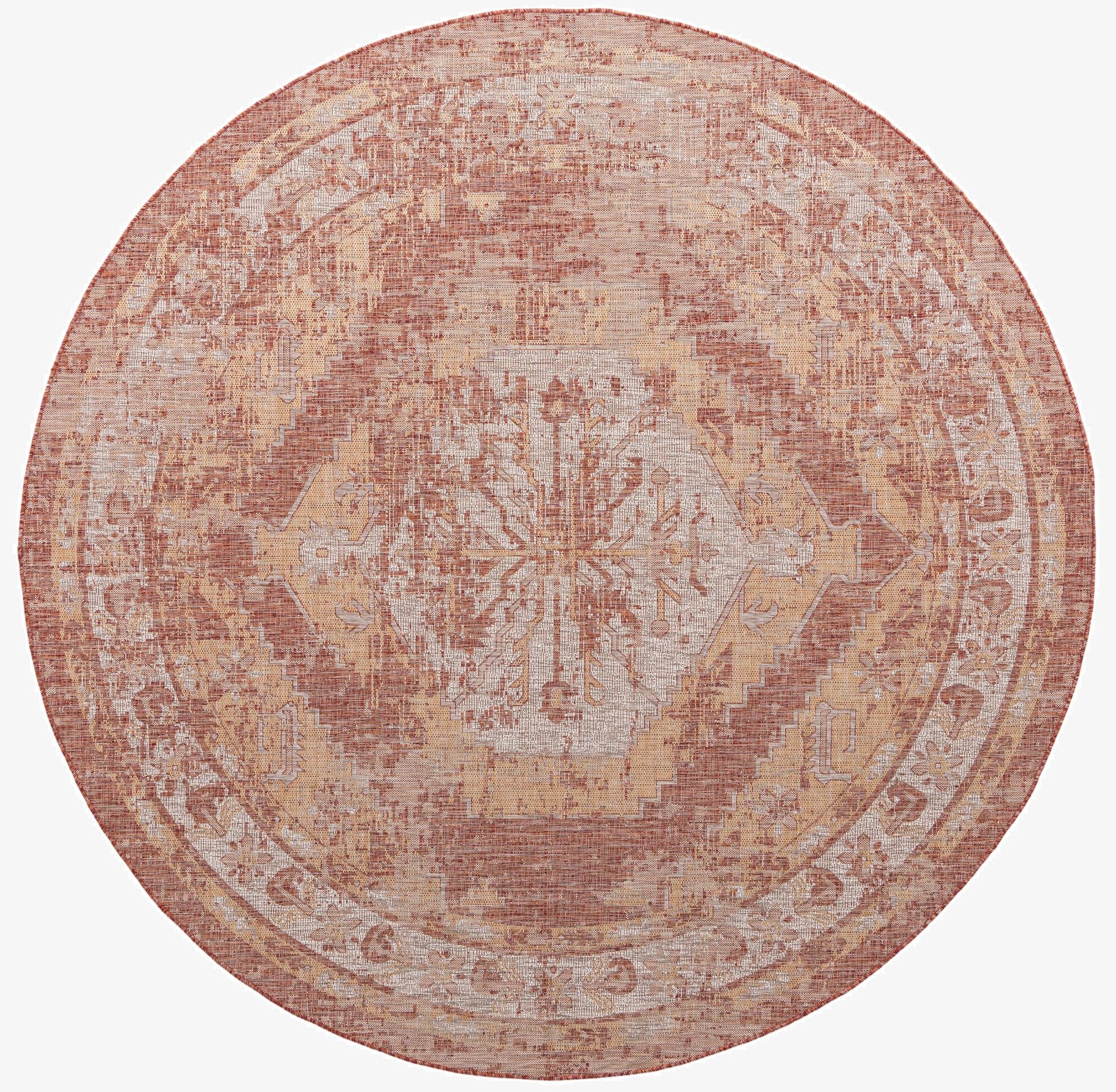 13' x 13'  Washable Traditional Indoor / Outdoor Round Rug