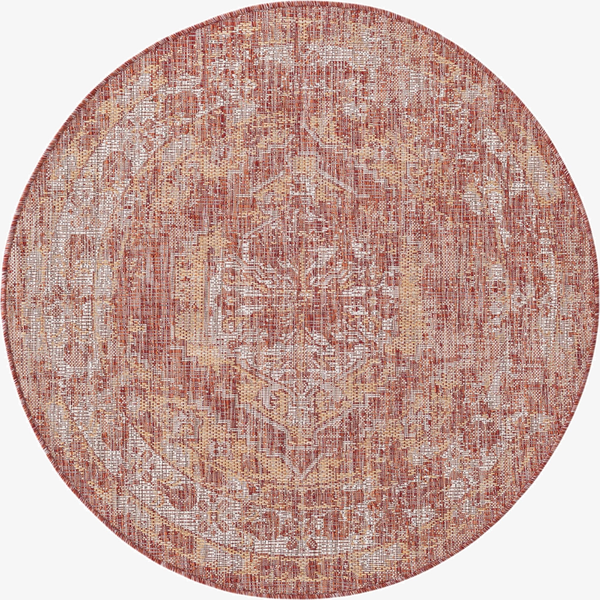 4' x 4'  Washable Traditional Indoor / Outdoor Round Rug