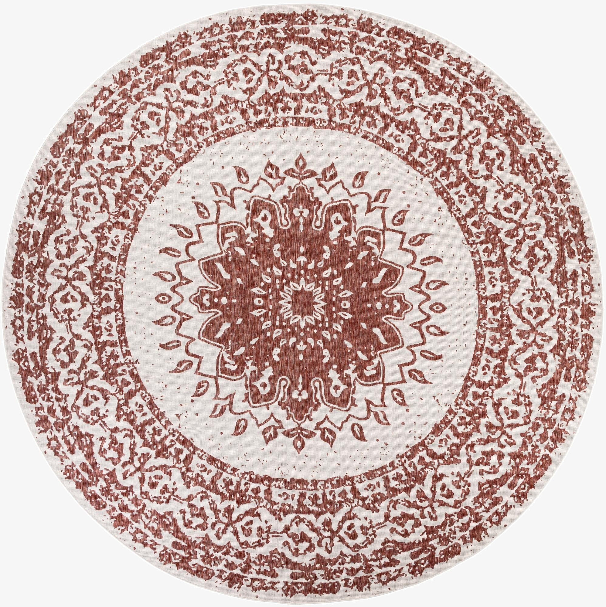 12' x 12'  Washable Traditional Indoor / Outdoor Round Rug