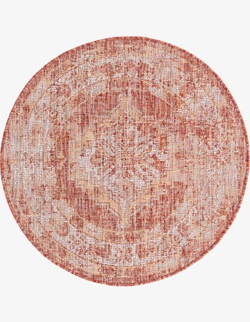 3' x 3' Easy-Clean Traditional Indoor / Outdoor Round Rug