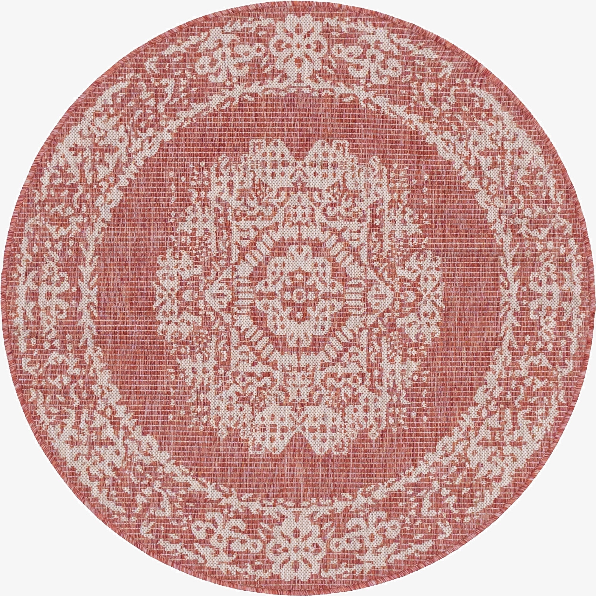 Primary image 4' x 4'  Washable Traditional Indoor / Outdoor Round Rug