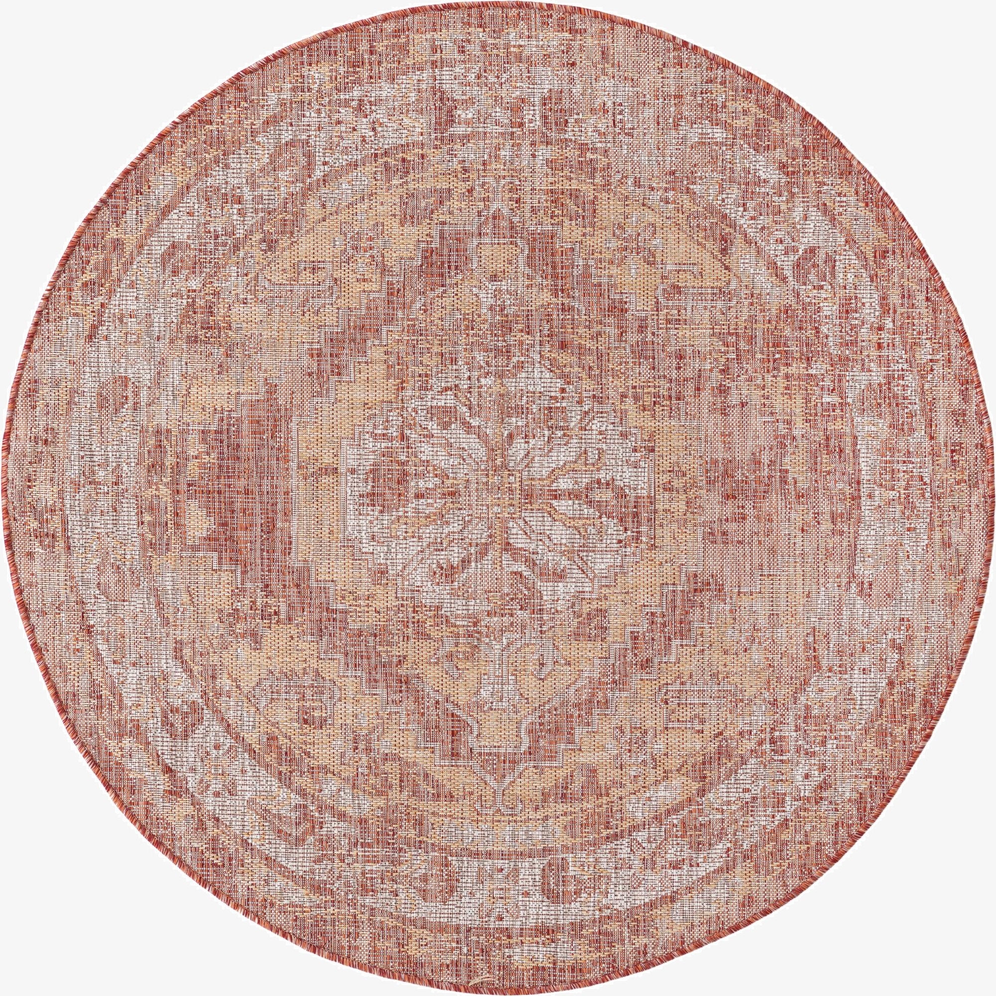 5' 3 x 5' 3  Washable Traditional Indoor / Outdoor Round Rug