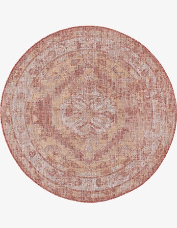 5' 3 x 5' 3 Easy-Clean Traditional Indoor / Outdoor Round Rug