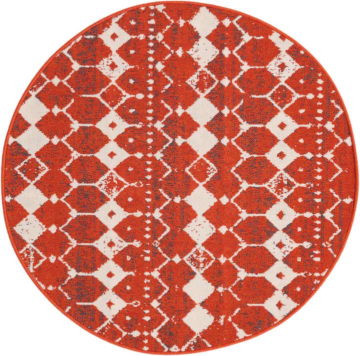 4' x 4' Easy-Clean Trellis Indoor / Outdoor Round Rug