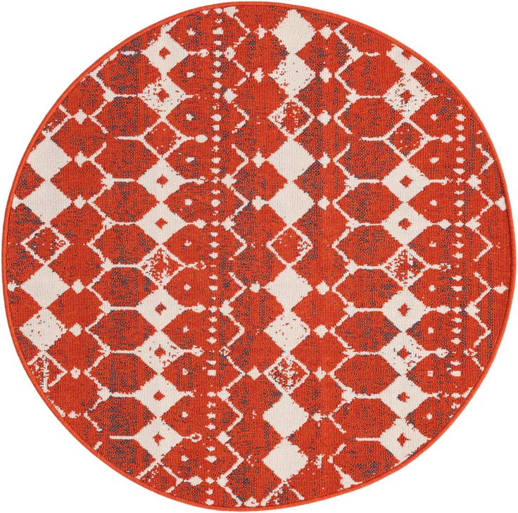Detail image of 4' x 4' Easy-Clean Trellis Indoor / Outdoor Round Rug