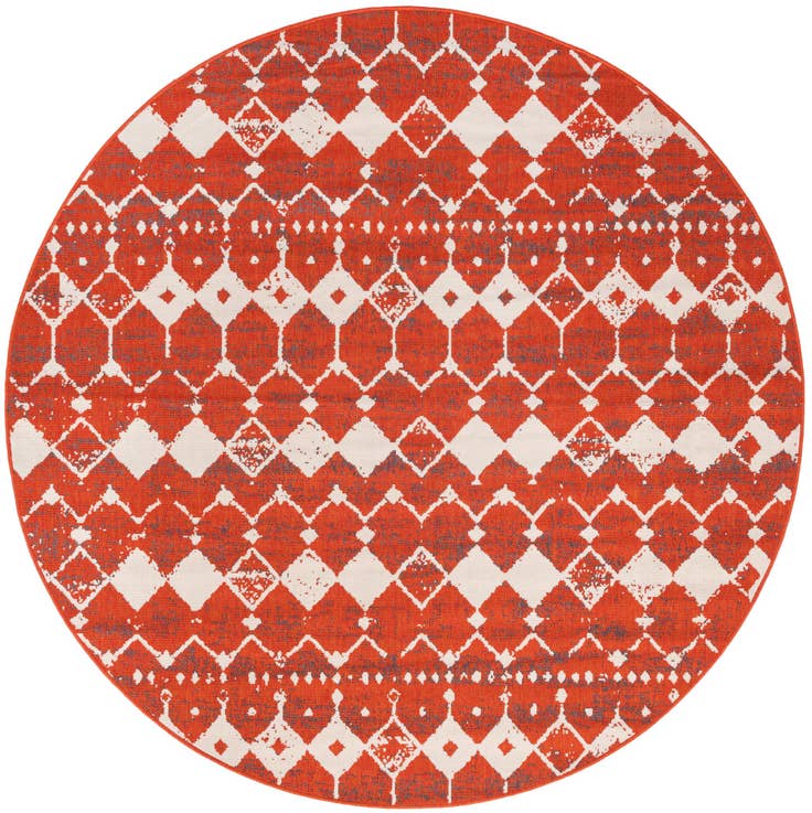 Detail image of 7' x 7' Easy-Clean Trellis Indoor / Outdoor Round Rug