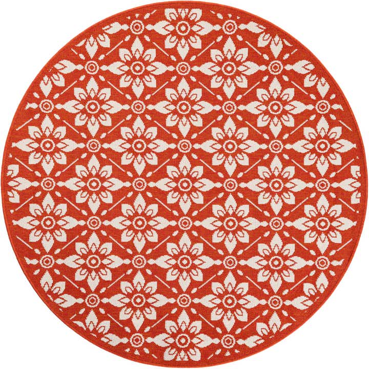 5' x 5' Easy-Clean Trellis Indoor / Outdoor Round Rug