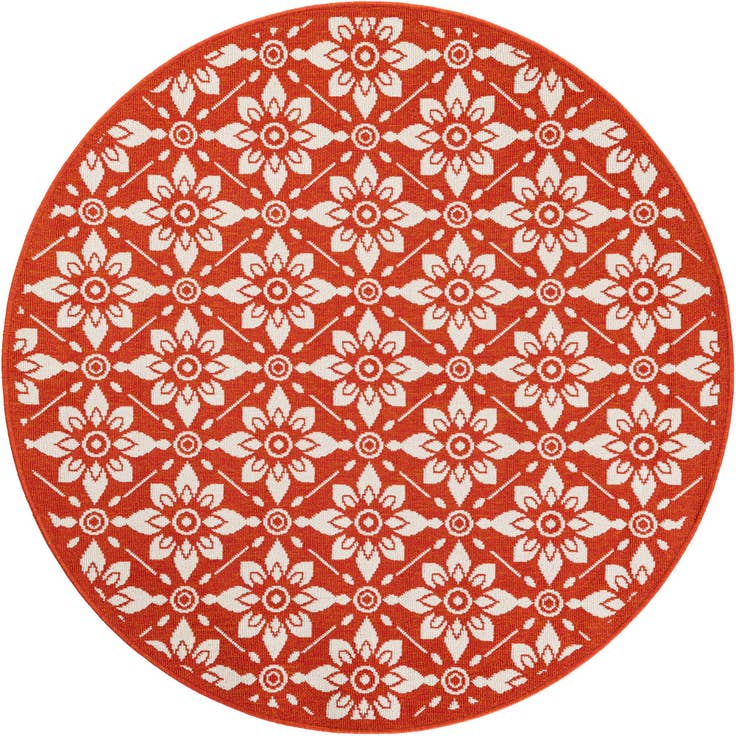 Detail image of 5' x 5' Easy-Clean Trellis Indoor / Outdoor Round Rug