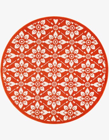 4' x 4' Easy-Clean Trellis Indoor / Outdoor Round Rug