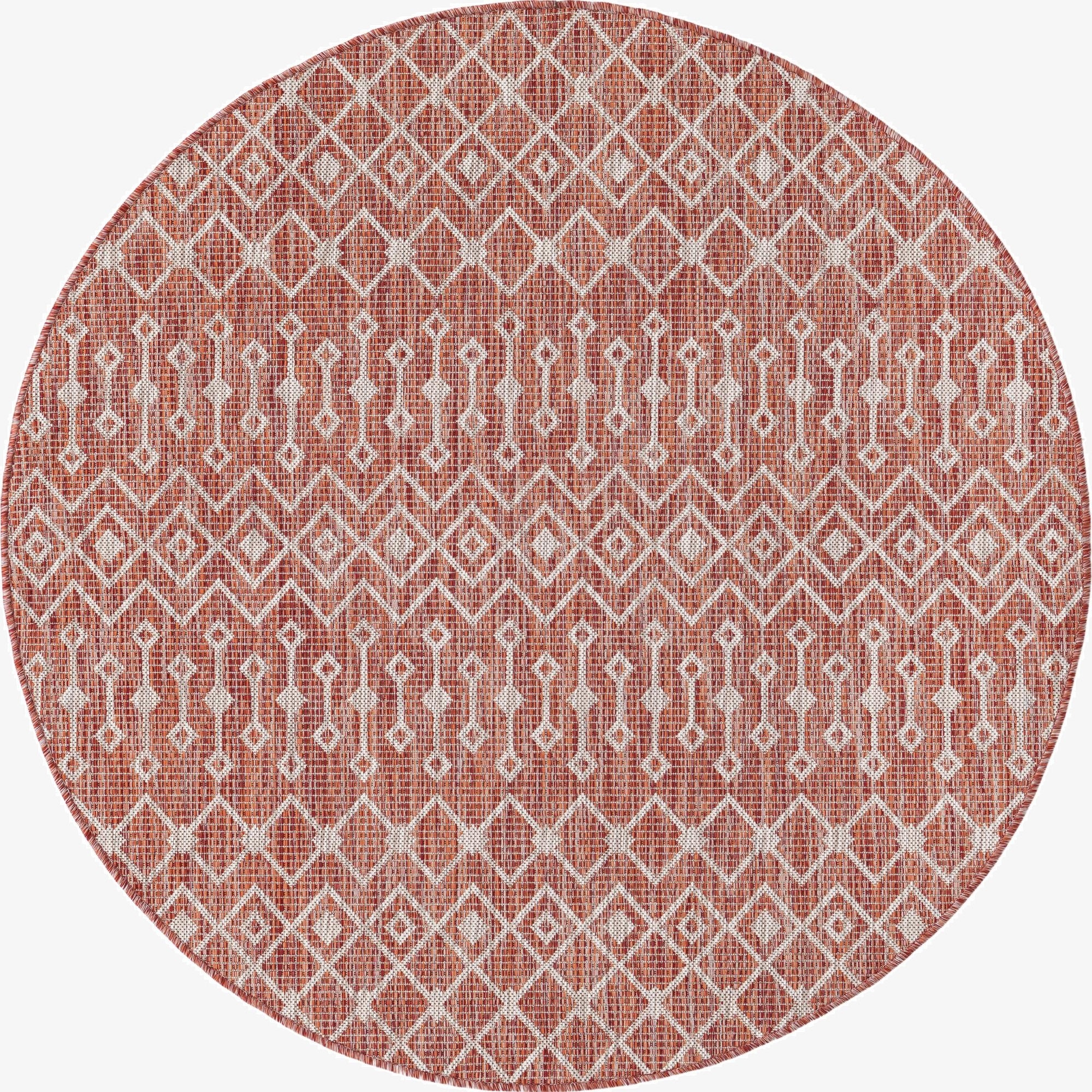 5' 3 x 5' 3  Washable Trellis Indoor / Outdoor Round Rug