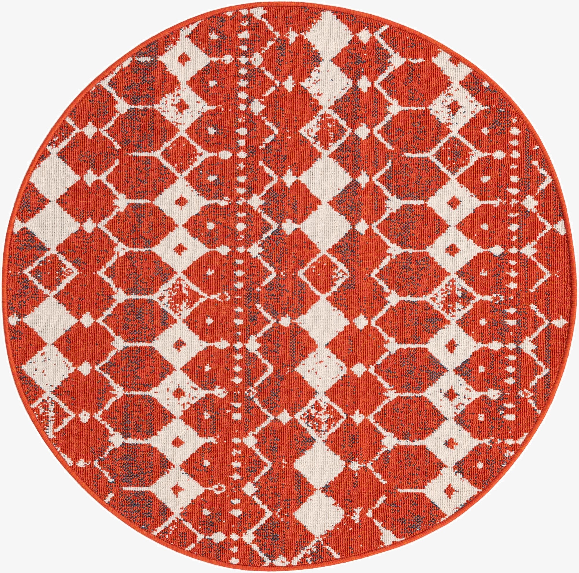 4' x 4'  Washable Trellis Indoor / Outdoor Round Rug