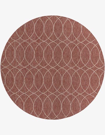 Rust Red Easy-Clean Trellis Indoor / Outdoor Round Rug
