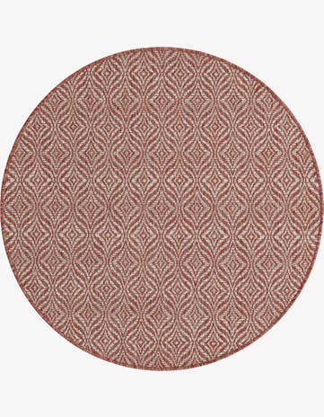 Rust Red Easy-Clean Trellis Indoor / Outdoor Round Rug