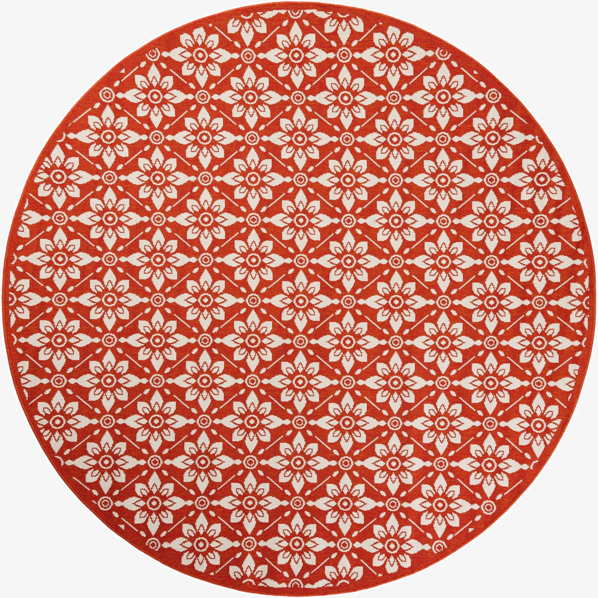 7' 10 x 7' 10  Washable Trellis Indoor / Outdoor Round Rug