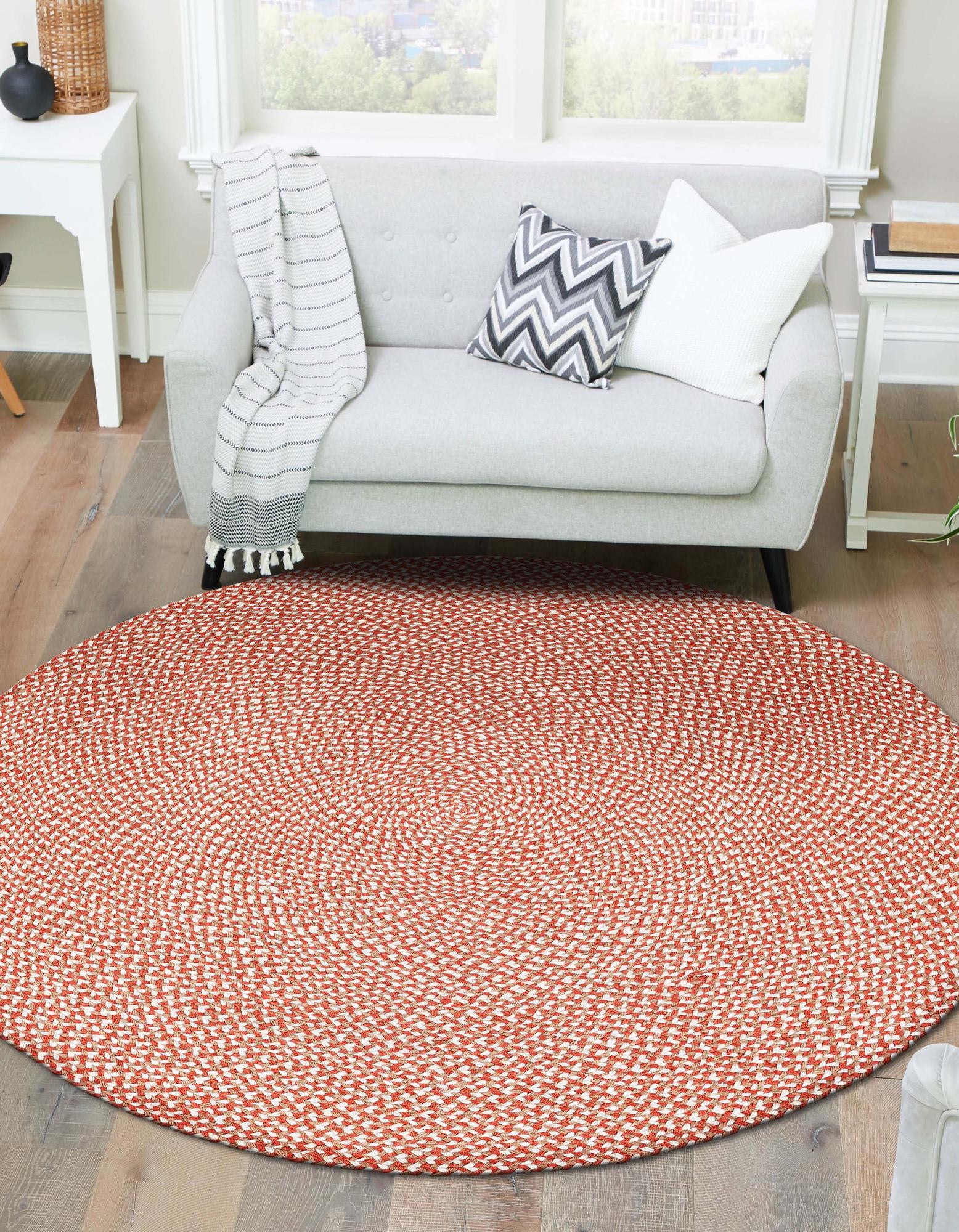 2' x 2'  Hand Tweed Braided Jute Round Rug