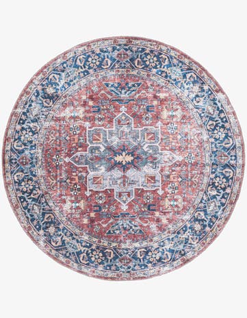 Rust Red Washable Yara Round Rug