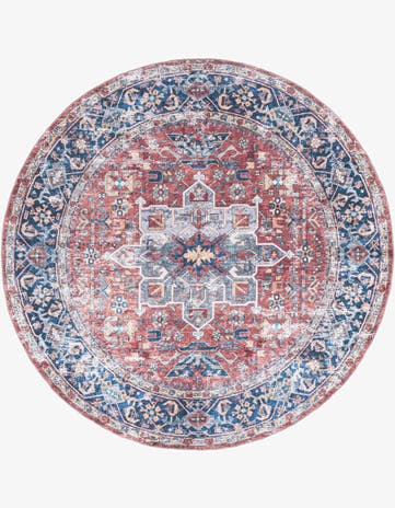 Rust Red Washable Yara Round Rug