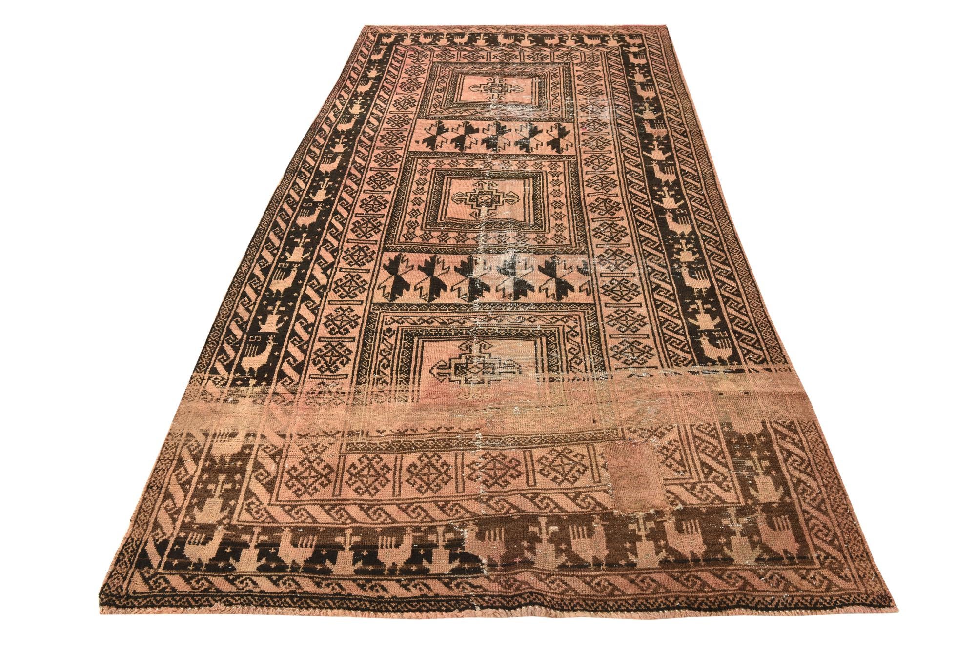 4' 6 x 9' 2 Hand Knotted Balouch Persian Wool Runner Rug