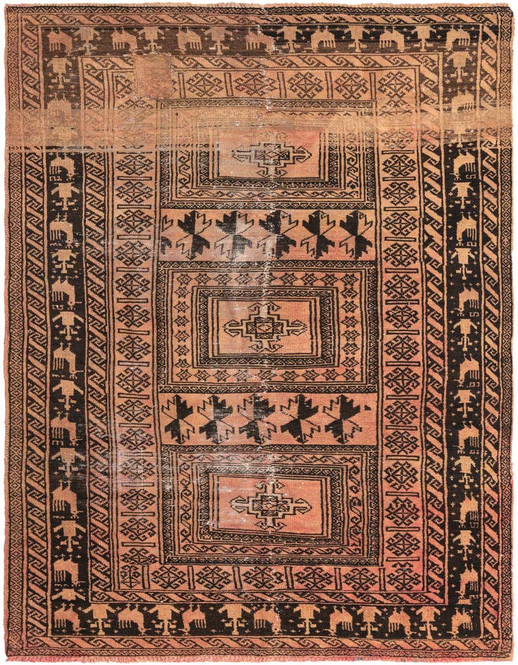 Detail image of 4' 6 x 9' 2 Hand Knotted Balouch Persian Wool Runner Rug