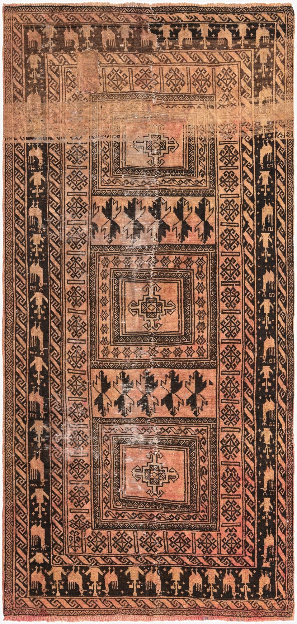 4' 6 x 9' 2  Hand Knotted Balouch Persian Wool Runner Rug