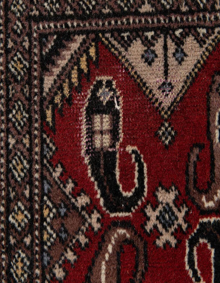Detail image of 2' 1 x 6' 6  Hand Knotted Bokhara Oriental Wool Runner Rug