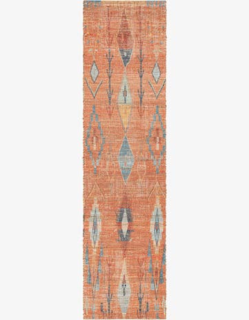 Rust Red Hand Woven Chenille Jute Runner Rug