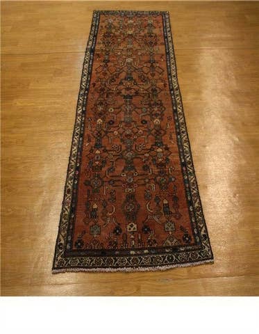 Detail image of 3' x 8' 10 Hand Knotted Hamedan Persian Wool Runner Rug