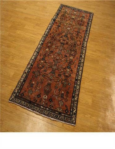 Detail image of 3' x 8' 10 Hand Knotted Hamedan Persian Wool Runner Rug