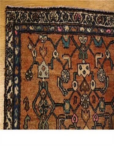 Detail image of 3' x 8' 10 Hand Knotted Hamedan Persian Wool Runner Rug
