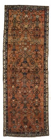  3' x 8' 10  Hand Knotted Hamedan Persian Wool Runner Rug
