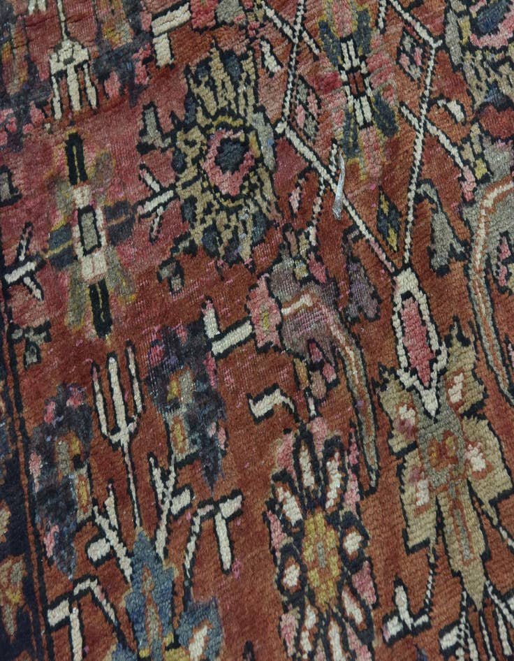 Detail image of 3' 9 x 11' 3 Hand Knotted Hamedan Persian Wool Runner Rug