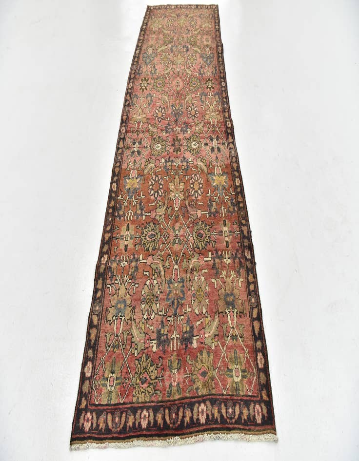 Detail image of 3' 9 x 11' 3 Hand Knotted Hamedan Persian Wool Runner Rug