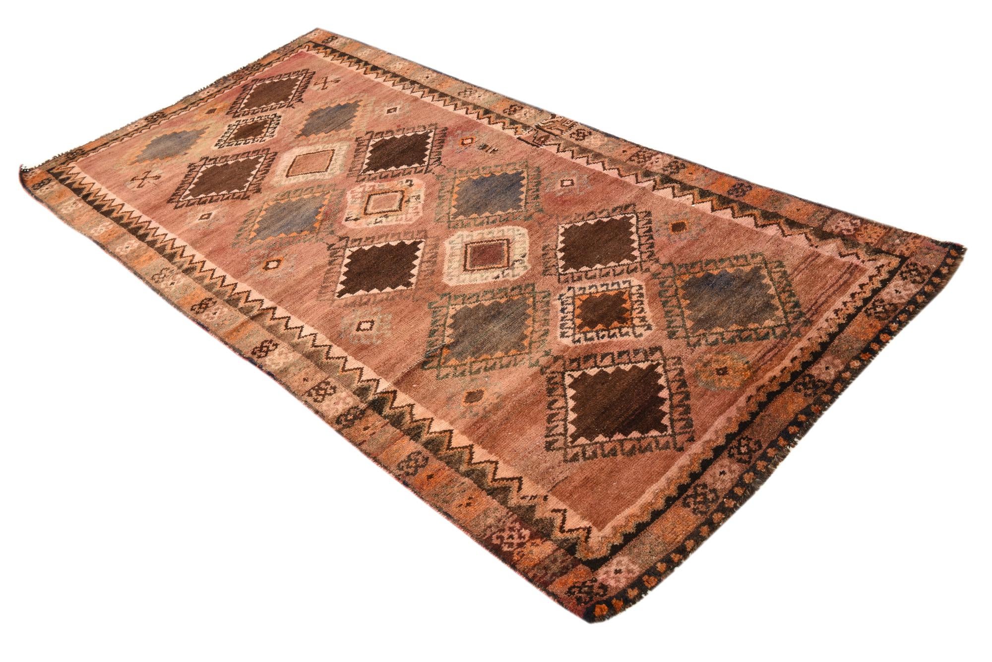 3' 9 x 8' Hand Knotted Hamedan Persian Wool Runner Rug