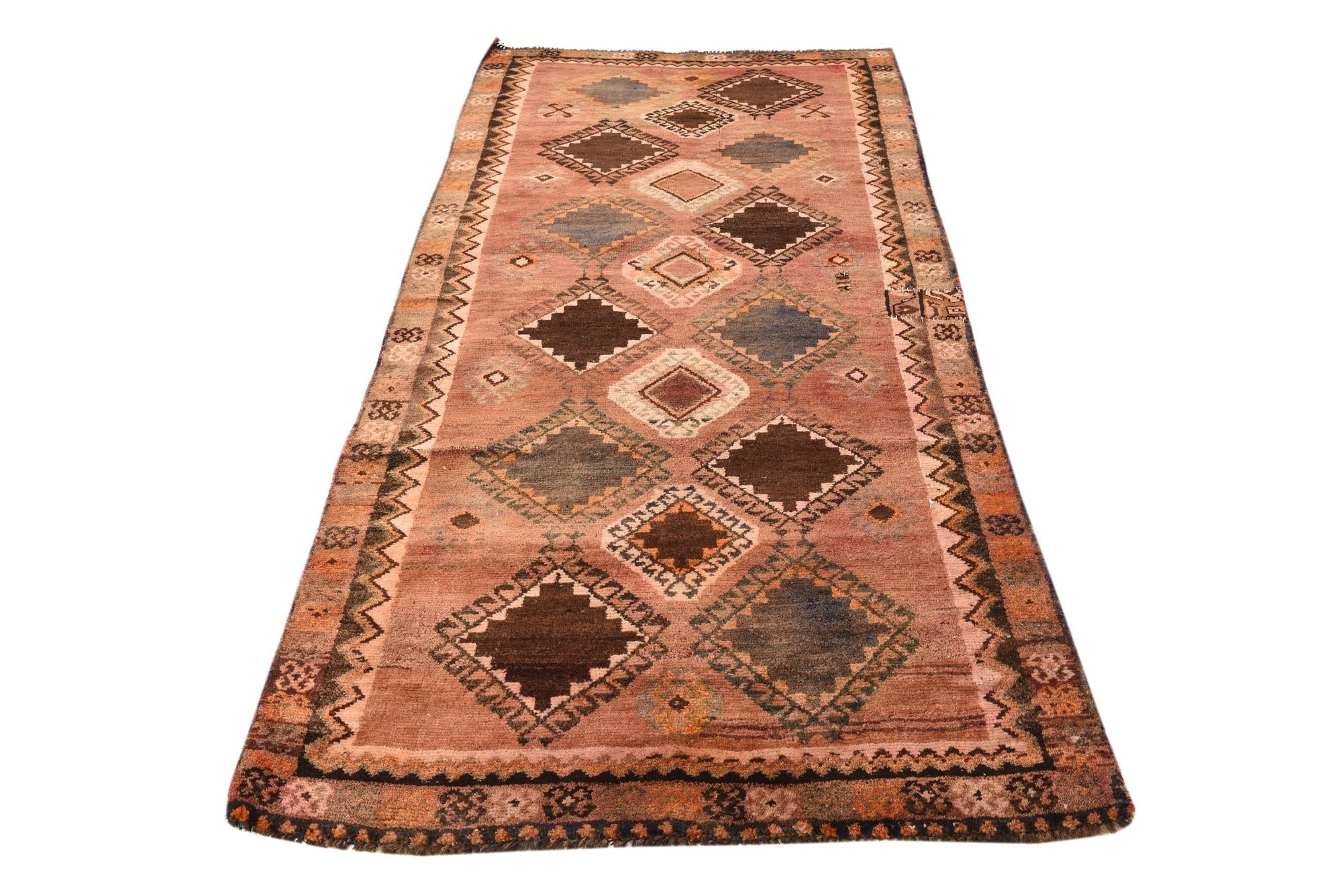 3' 9 x 8' Hand Knotted Hamedan Persian Wool Runner Rug