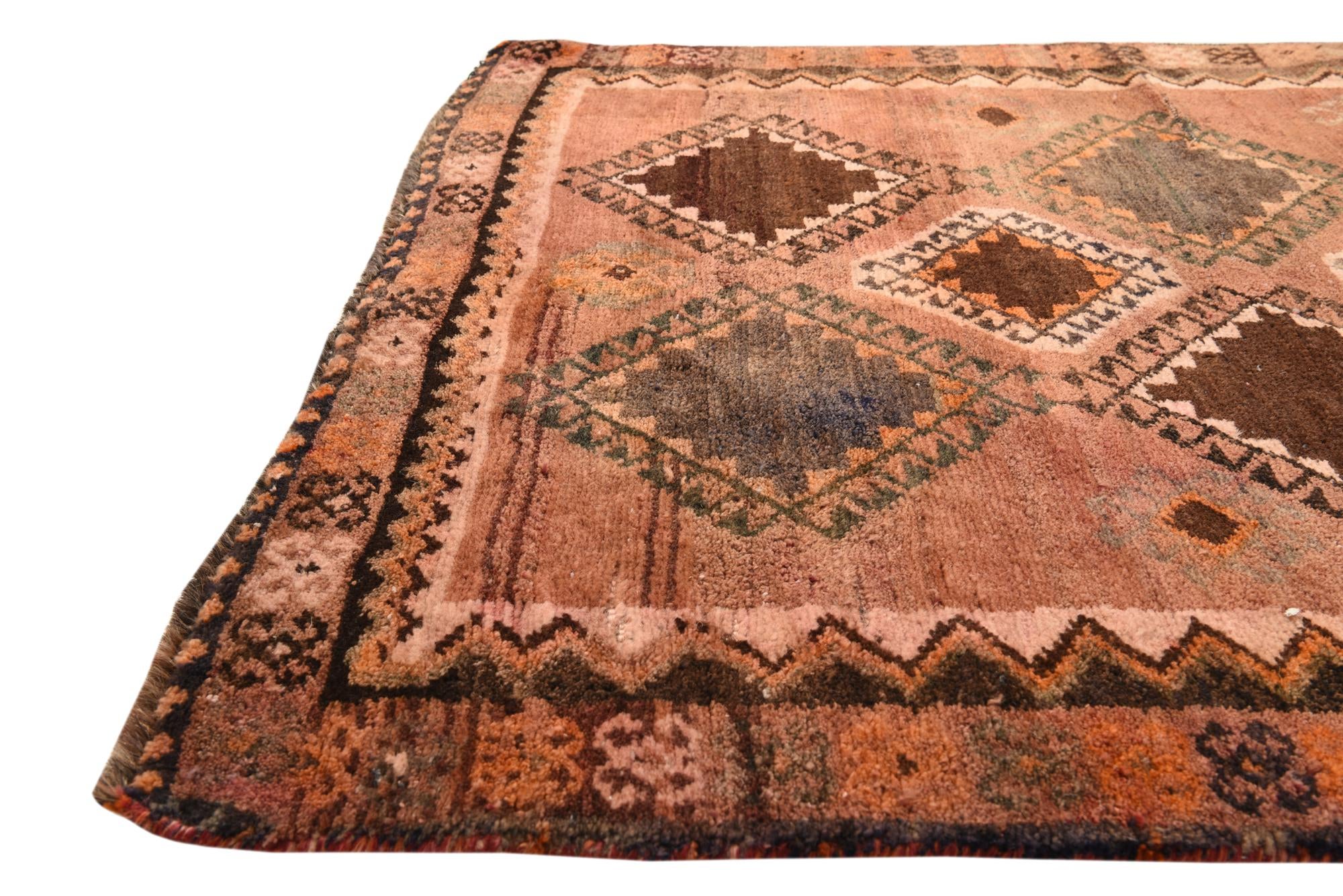 3' 9 x 8' Hand Knotted Hamedan Persian Wool Runner Rug