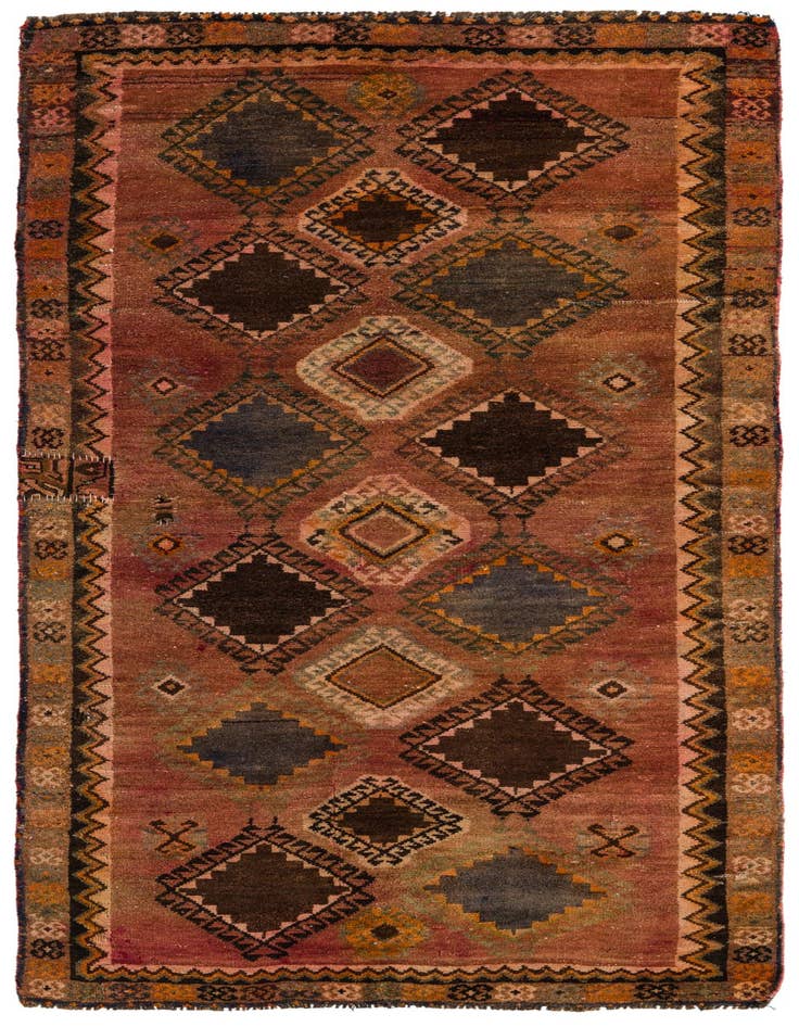 Detail image of 3' 9 x 8' Hand Knotted Hamedan Persian Wool Runner Rug