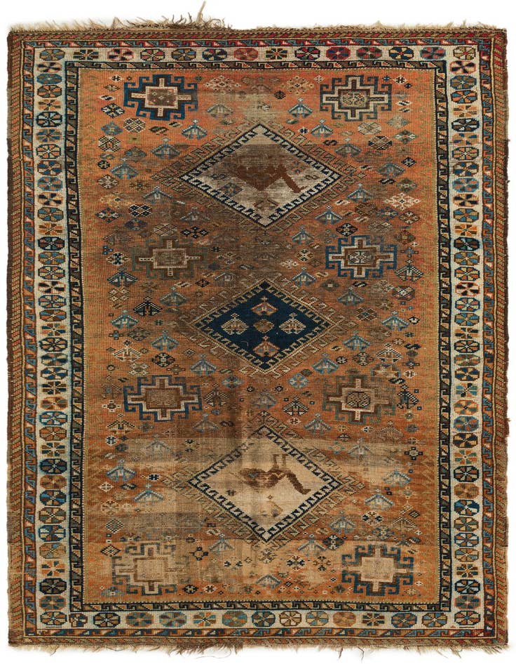 Detail image of 4' 4 x 9' 4 Hand Knotted Hamedan Persian Wool Runner Rug