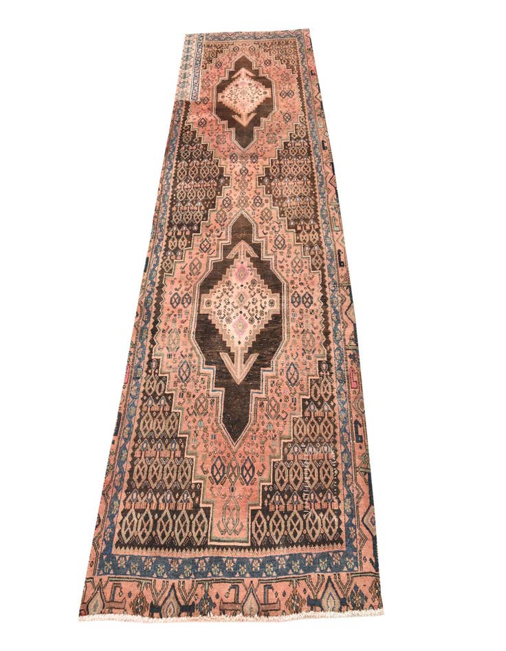 Detail image of 3' 5 x 9' 6 Hand Knotted Hamedan Persian Wool Runner Rug