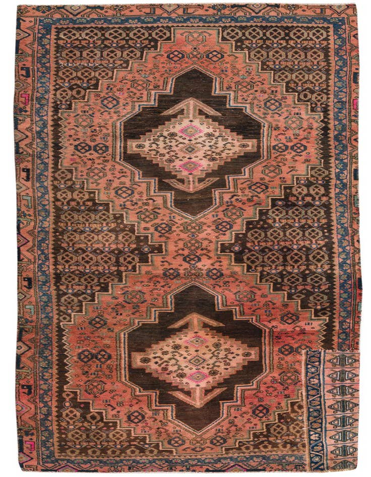 Detail image of 3' 5 x 9' 6 Hand Knotted Hamedan Persian Wool Runner Rug