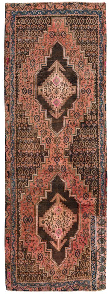 3' 5 x 9' 6 Hand Knotted Hamedan Persian Wool Runner Rug
