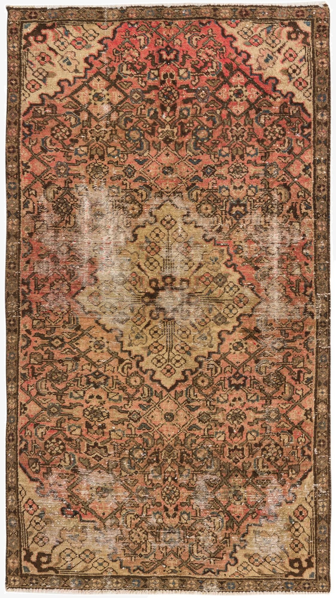122cm x 220cm  Hand Knotted Hamedan Persian Wool Runner Rug
