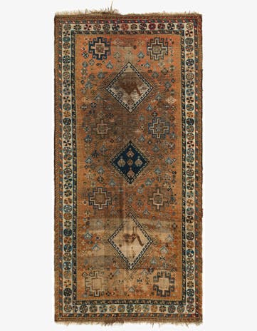 4' 4 x 9' 4 Hand Knotted Hamedan Persian Wool Runner Rug