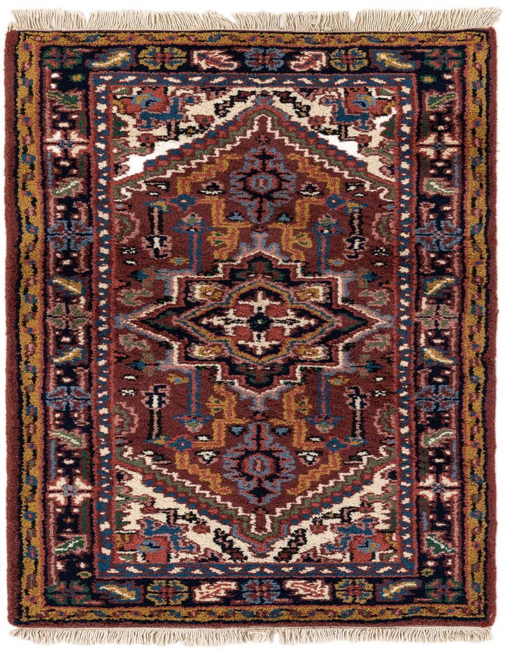  2' 3 x 4' 3  Hand Knotted Heriz Wool Runner Rug