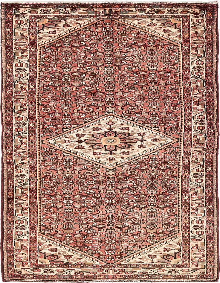 Detail image of 3' 6 x 9' 6 Hand Knotted Hossainabad Persian Wool Runner Rug