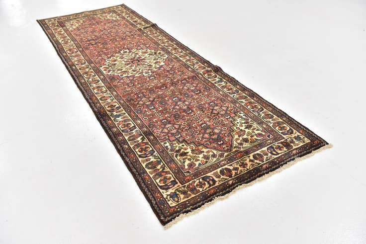 Detail image of 3' 7 x 10' 4 Hand Knotted Hossainabad Persian Wool Runner Rug