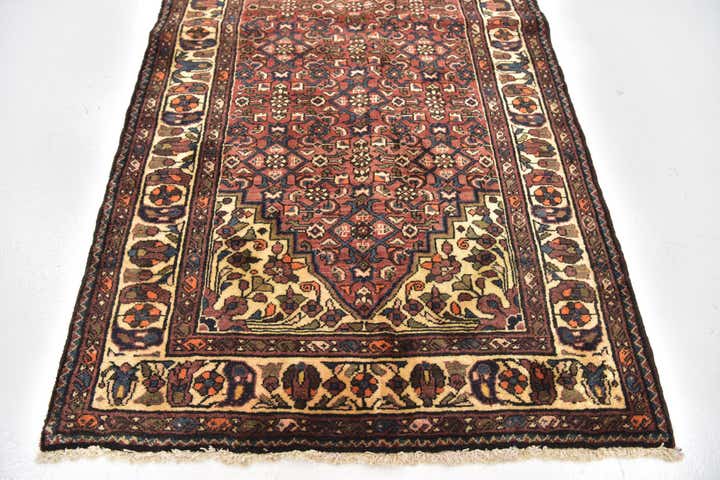 3' 7 x 10' 4 Hand Knotted Hossainabad Persian Wool Runner Rug