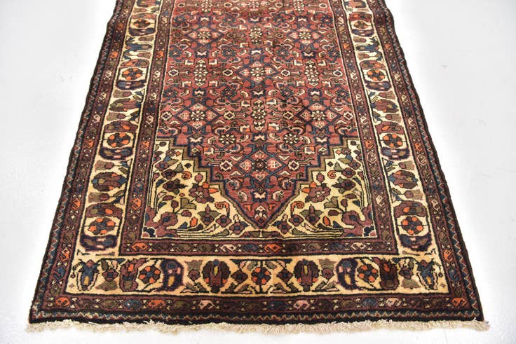 Detail image of 3' 7 x 10' 4 Hand Knotted Hossainabad Persian Wool Runner Rug